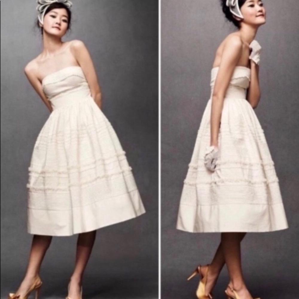 BHLDN Cream Strapless Dress
